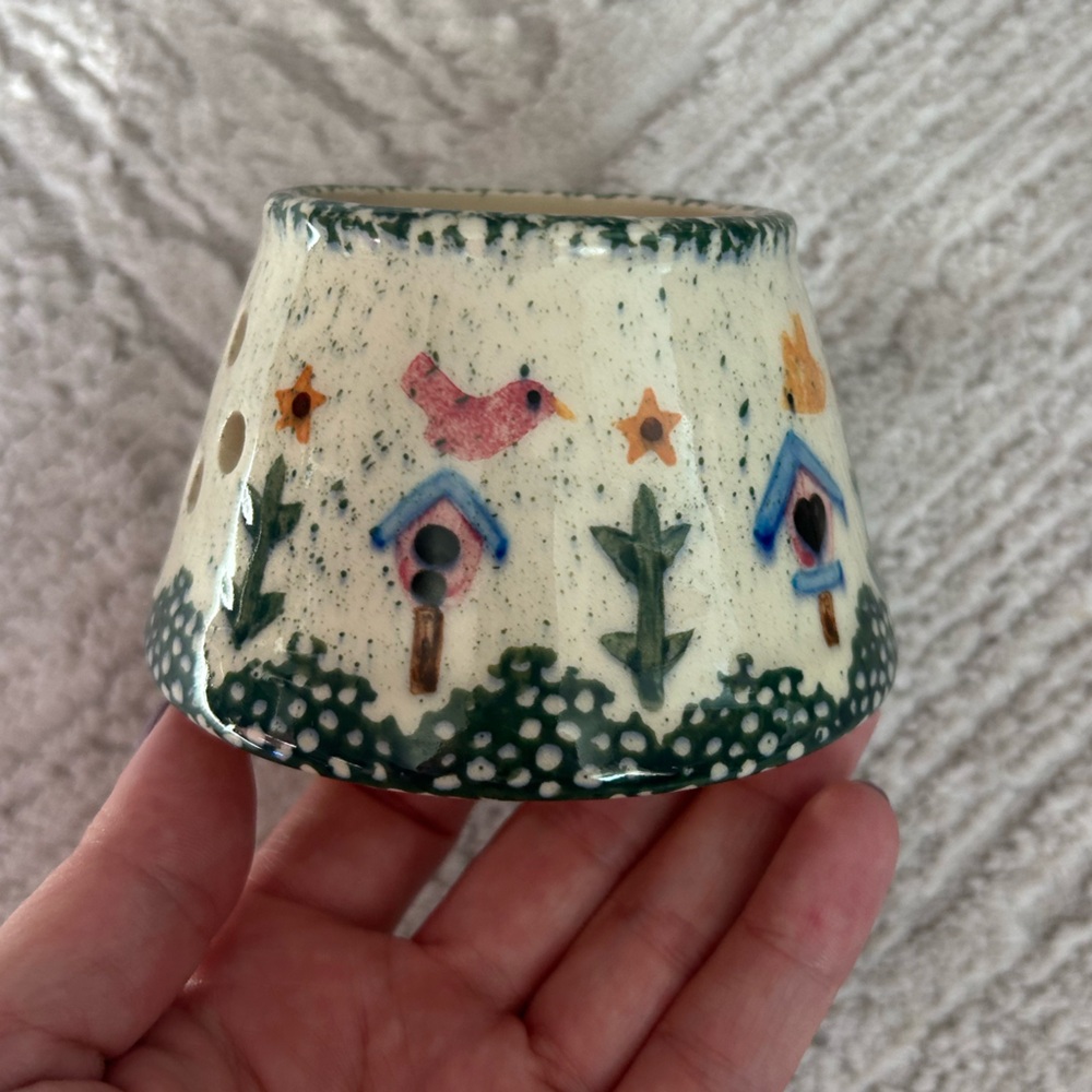 Tender Hearts Treasures Handcrafted Ceramic Candle Topper with Birdhouse Design